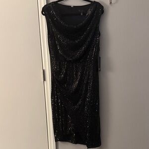 White House Black Market Black Sequin Midi Dress